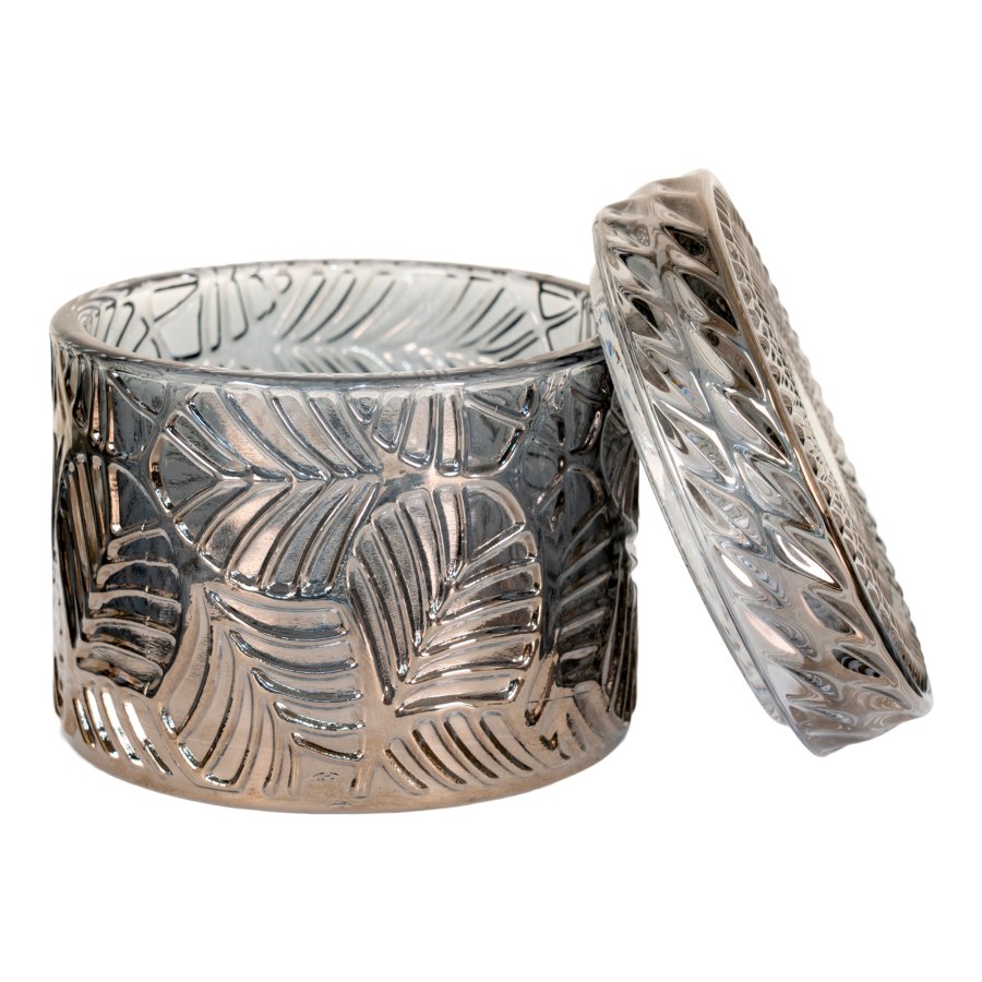 HOUSE NORDIC krukke, rund med lokk - rkt glass (sett med 2)