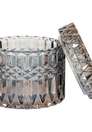 HOUSE NORDIC krukke, rund med lokk - rkt glass (sett med 2)