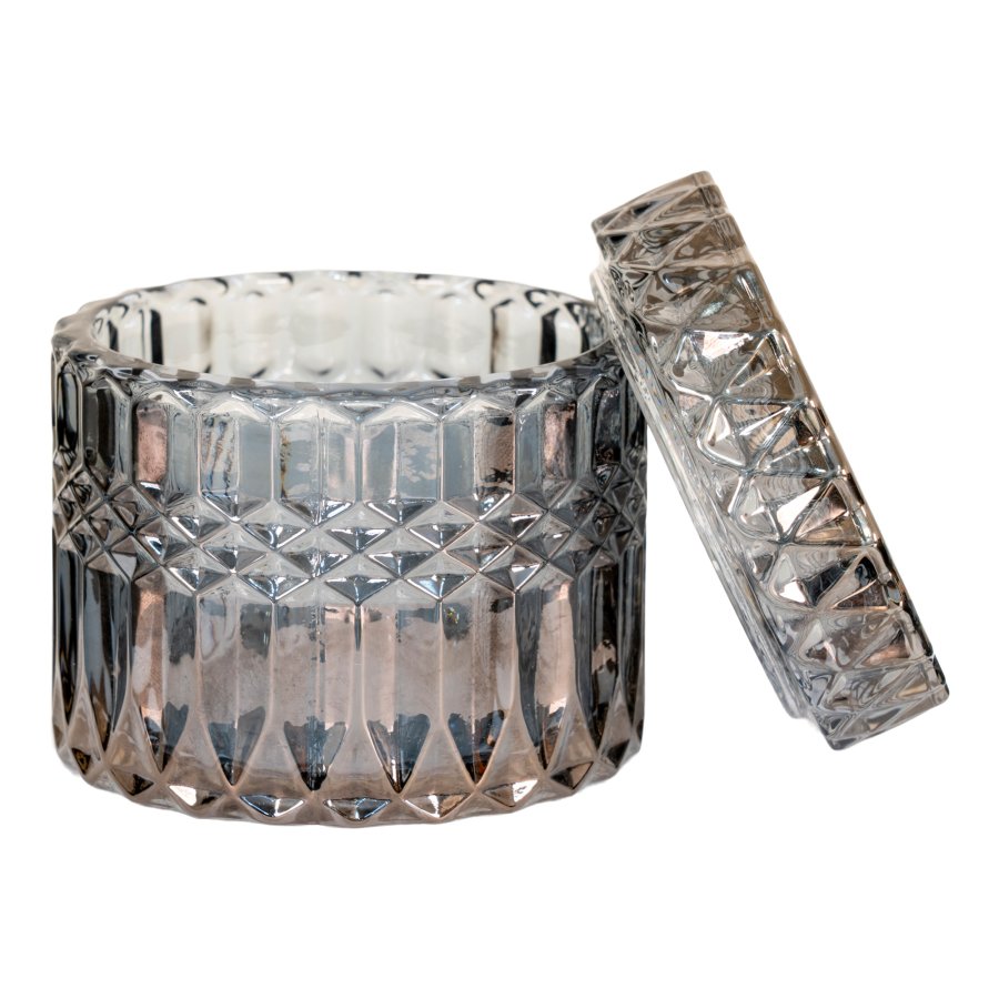 HOUSE NORDIC krukke, rund med lokk - rkt glass (sett med 2)