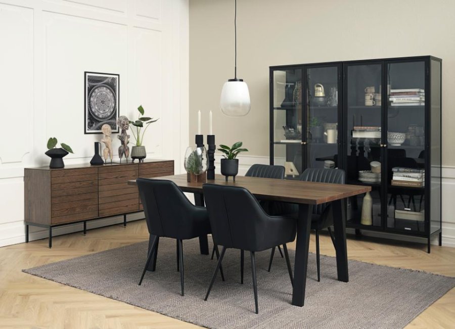 Reno bordben, N-formet - svart metall (sett med 2 ben)