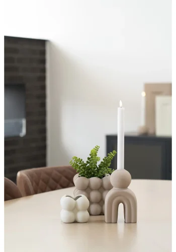 HOUSE NORDIC Blomsterkrukke, firkantet - brunt steint�y (13,5x13,5)