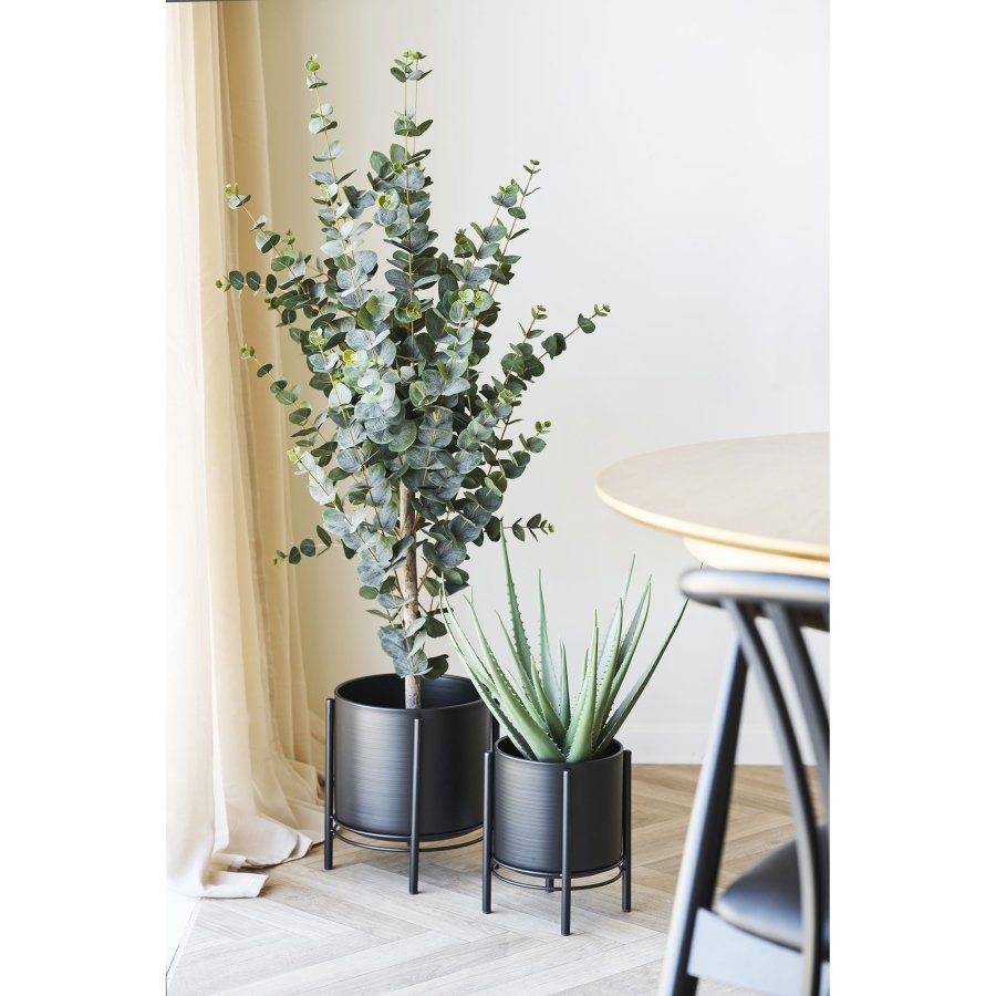 HOUSE NORDIC urtepotte, rund - sort st�l (s�t af 2)