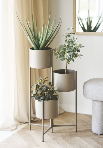 HOUSE NORDIC urtepotte, m. 3 urtepotteskjulere - brun st�l (H:75,5)