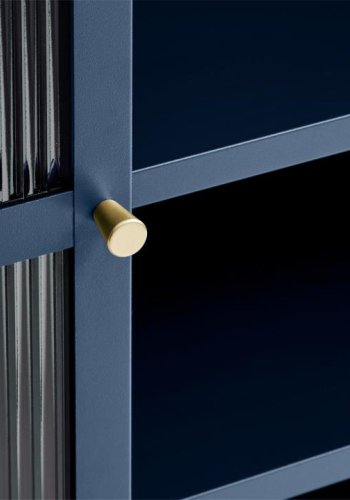 Bronco glass skap, m. 2 drer og hyller - riflet glass og stl blmetall (H:140)