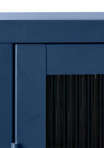 Bronco glass skap, m. 2 drer og hyller - riflet glass og stl blmetall (H:140)