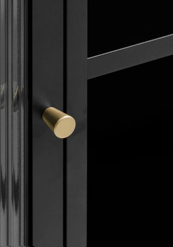 Bronco-Glasvitrine mit 2 Türen und Regalen – geriffeltes Glas und schwarzes Metall (H: 140)