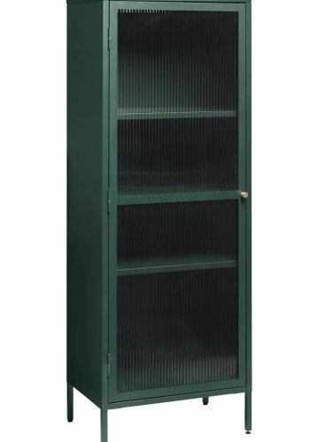 Bronco glass skap, venstre, m. 1 dr og 3 hyller - riflet glass og grangrnt metall (H:160)