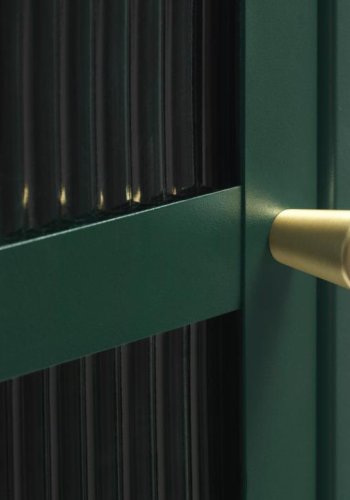 Bronco glass skap, venstre, m. 1 dr og 3 hyller - riflet glass og grangrnt metall (H:160)