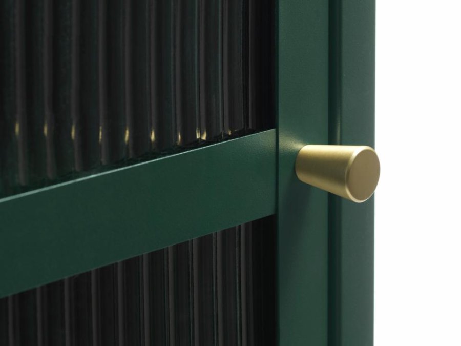 Bronco glass skap, venstre, m. 1 dr og 3 hyller - riflet glass og grangrnt metall (H:160)