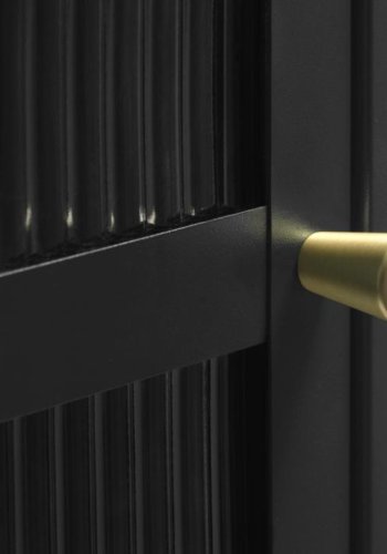 Bronco Glasvitrine, links, mit 1 Tür und 3 Einlegeböden – geriffeltes Glas und schwarzes Metall (H:160)