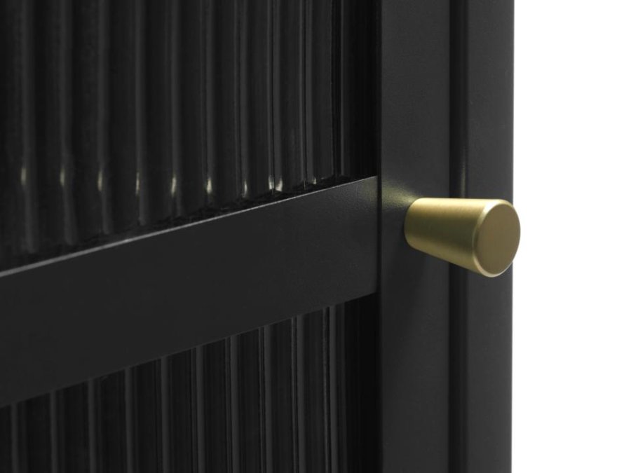 Bronco Glasvitrine, links, mit 1 Tür und 3 Einlegeböden – geriffeltes Glas und schwarzes Metall (H:160)