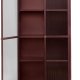 Bronco glass skap, m. 2 drer og hyller - riflet glass og burgunder metall (H:190)