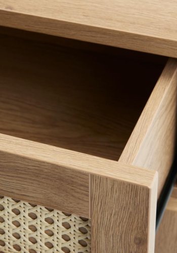 Pensacola kommode, m. 3 skuffer - natur eg melamin og polyrattan