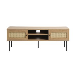 Pensacola TV-bord, m. 2 l�ger og 1 hylde - natur eg melamin og polyrattan (120x40)