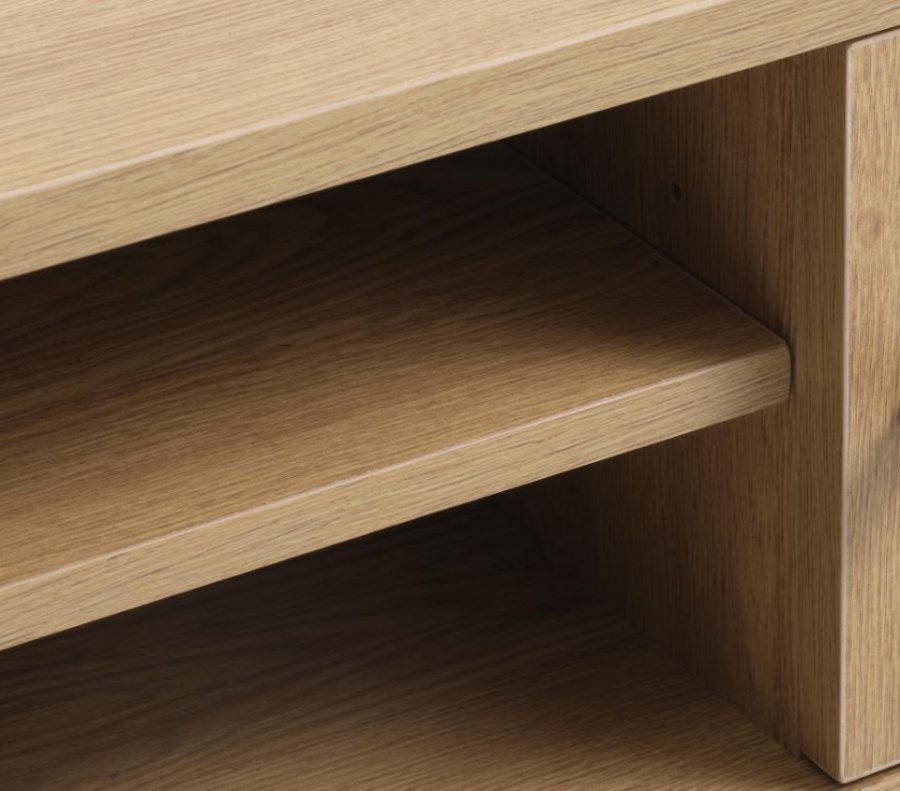 Pensacola TV-bord, m. 2 l�ger og 1 hylde - natur eg melamin og polyrattan (120x40)