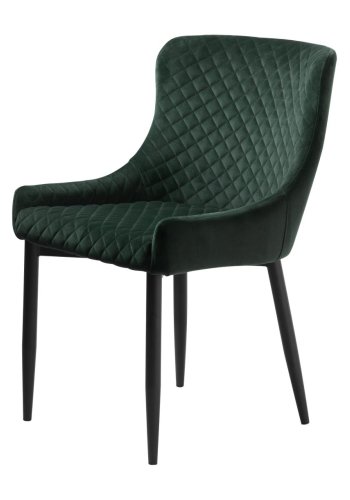 Ottowa matstol - grn sammet och svart metall