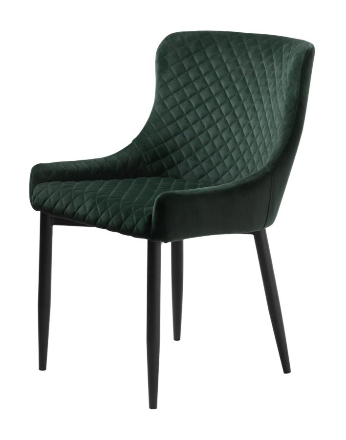 Ottowa matstol - grn sammet och svart metall