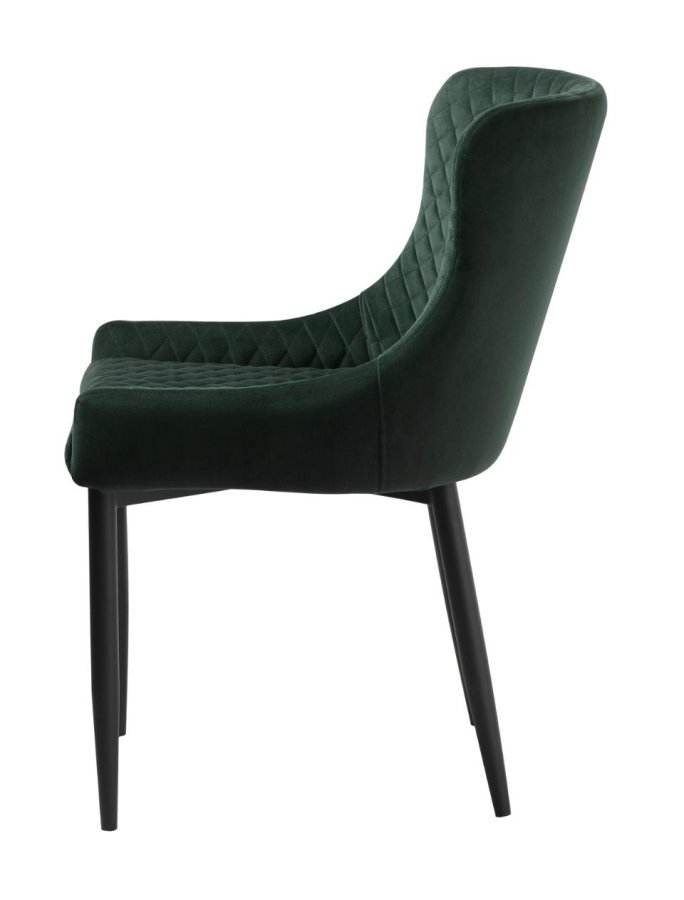 Ottowa matstol - grn sammet och svart metall