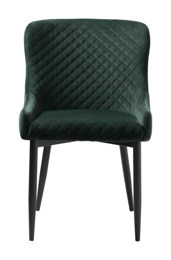Ottowa matstol - grn sammet och svart metall