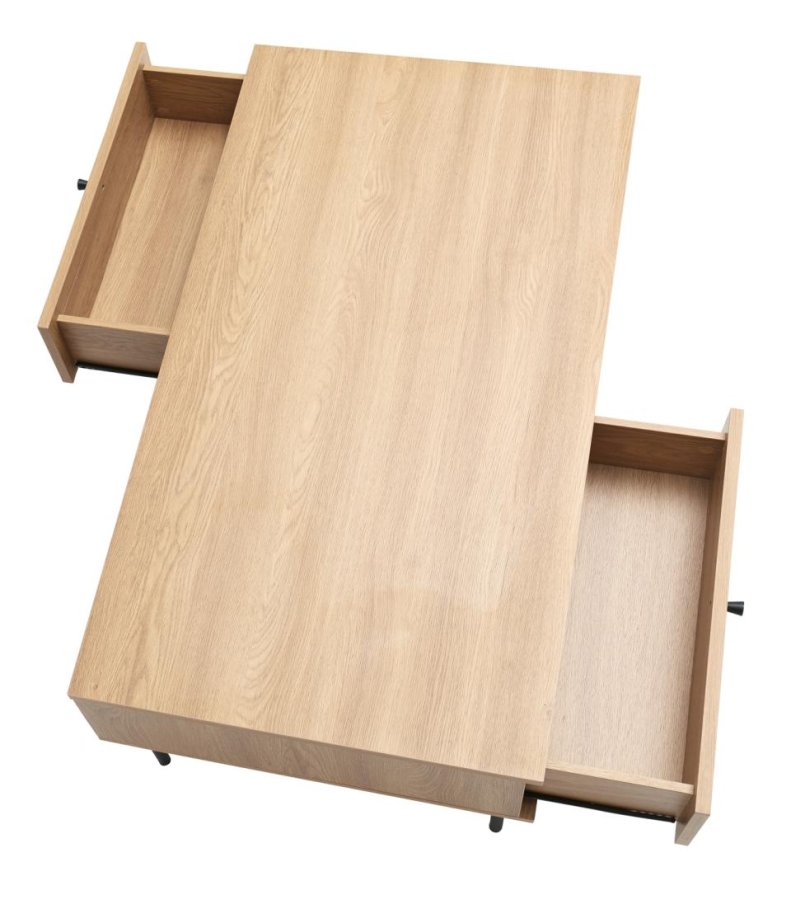 Pensacola sofabord, m. 2 skuffer - natur eg melamin og polyrattan (60x110)