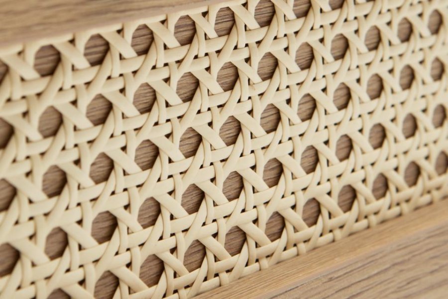 Pensacola sofabord, m. 2 skuffer - natur eg melamin og polyrattan (60x110)