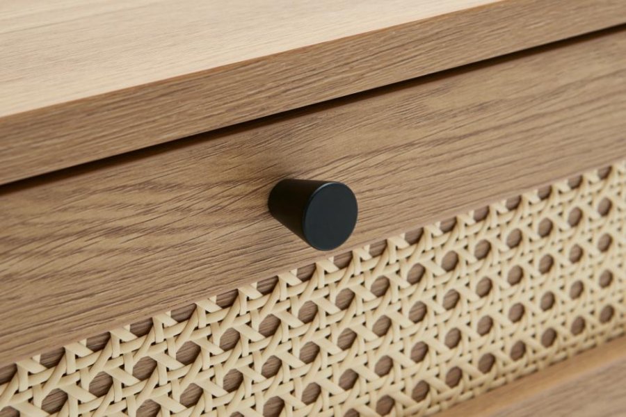 Pensacola sofabord, m. 2 skuffer - natur eg melamin og polyrattan (60x110)