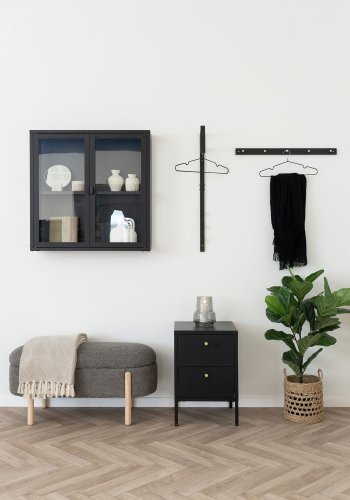 HOUSE NORDIC Padova Knagerekk - Knagerekk, tre/metall, 5 kroker, svart70x5x2 cm