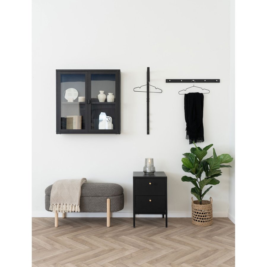 HOUSE NORDIC Padova Knagerekk - Knagerekk, tre/metall, 5 kroker, svart70x5x2 cm