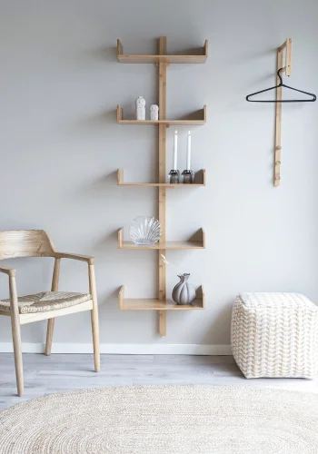 HOUSE NORDIC Trento vegghengt klesstativ, m. 3 kroker og 1 hengestang - naturlig bambus