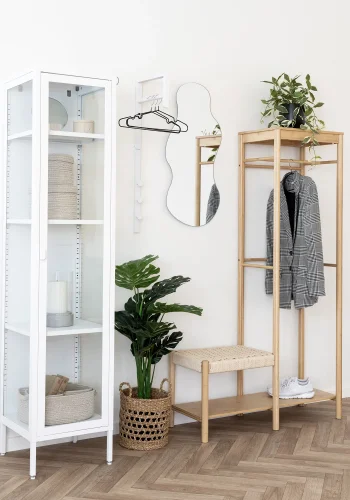 HOUSE NORDIC Trento klesstativ, veggmontert, med 3 kroker og 1 klesstang - hvitt metall