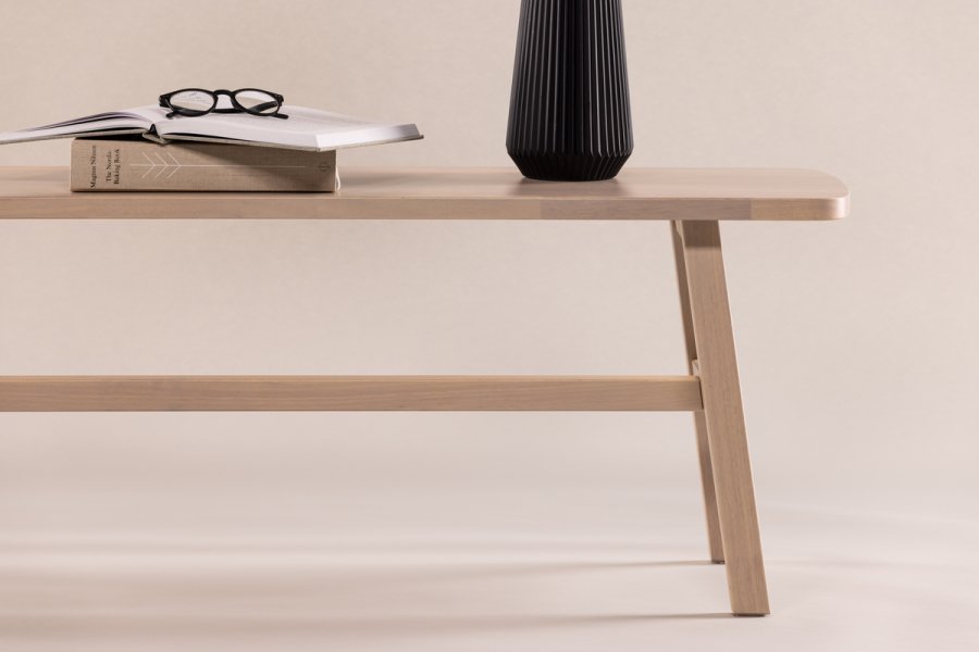 VIND COLLECTION Hälsö benk, rektangulr - hvitkalket gummitre (140x35)