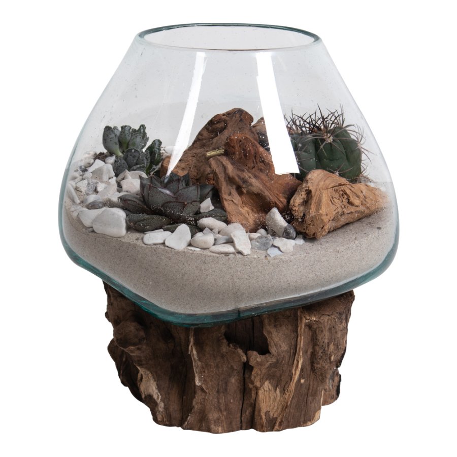 HOUSE NORDIC San Marino Vanndrpeskulptur - glass/naturtre (H:20)