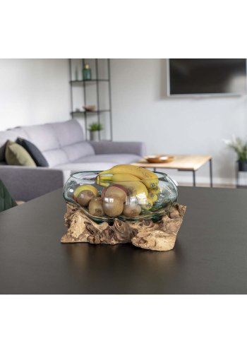 HOUSE NORDIC San Marino Vanddrbe skulptur - glas og natur teaktr (H:20)