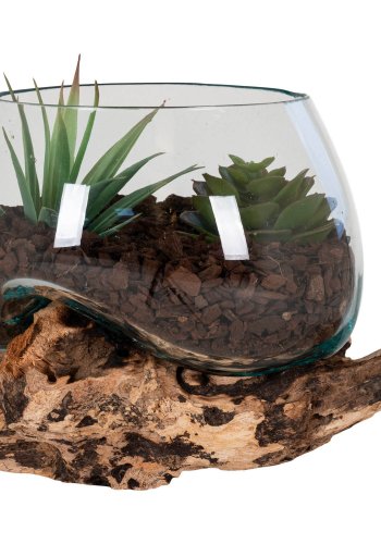 HOUSE NORDIC San Marino Vanndrpeskulptur - glass og naturlig teak (H:15)