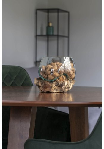 HOUSE NORDIC San Marino Vanndrpeskulptur - glass og naturlig teak (H:15)