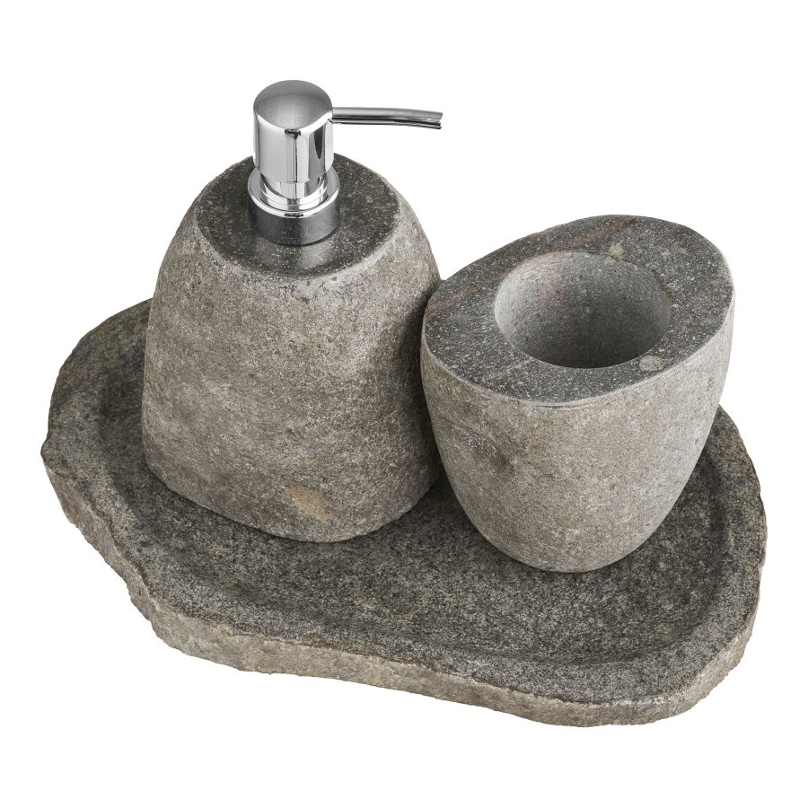 HOUSE NORDIC�Gara s�bedispenser, tandb�rsteholder og bakke - natur sten (s�t af 3)