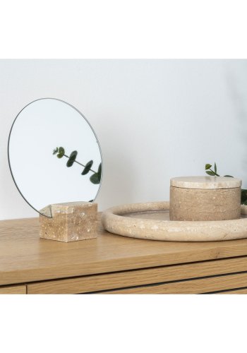 HOUSE NORDIC dekorativt brett, rundt - naturlig travertin (25,5)