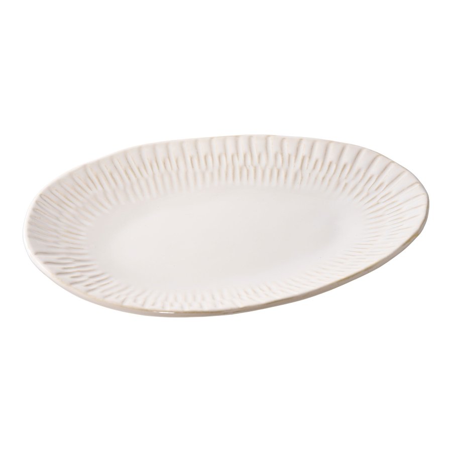 HOUSE NORDIC tallerken, organisk - hvit keramikk (30,5x20,3x3,8)