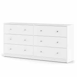 May dobbelt kommode, m. 6 skuffer - hvid folie og plastik