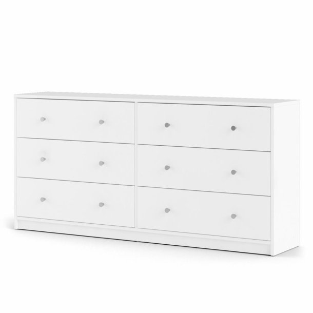 May dobbelt kommode, m. 6 skuffer - hvid folie og plastik