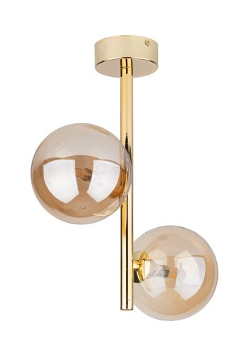 TK Estera taklampe, m. 2 skjermer - gull glass og metall