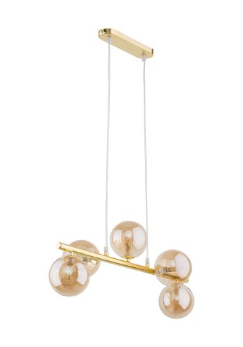 TK Estera taklampe, m. 5 skjermer - gull glass og metall