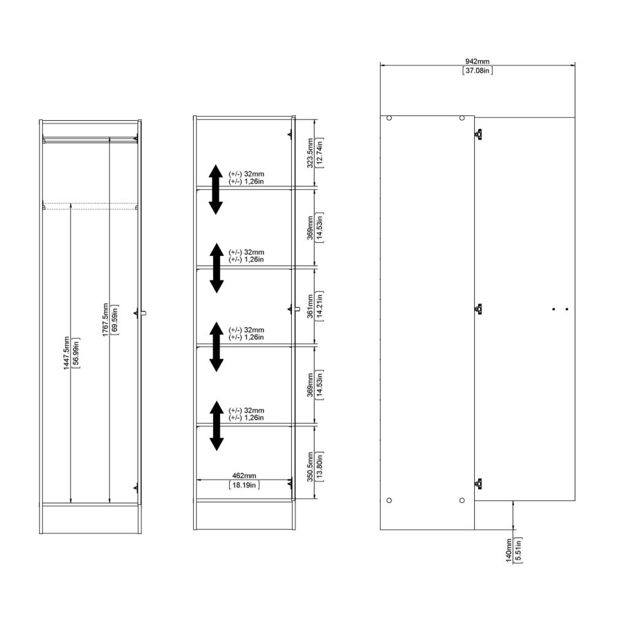 
TVILUM casa skab - hvid laminat, vendbare låger
