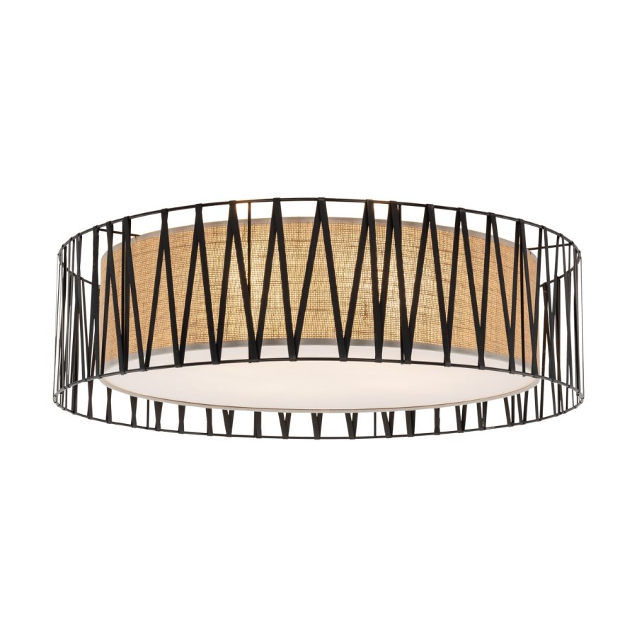 TK Harmony taklampa - naturjute och svart metall