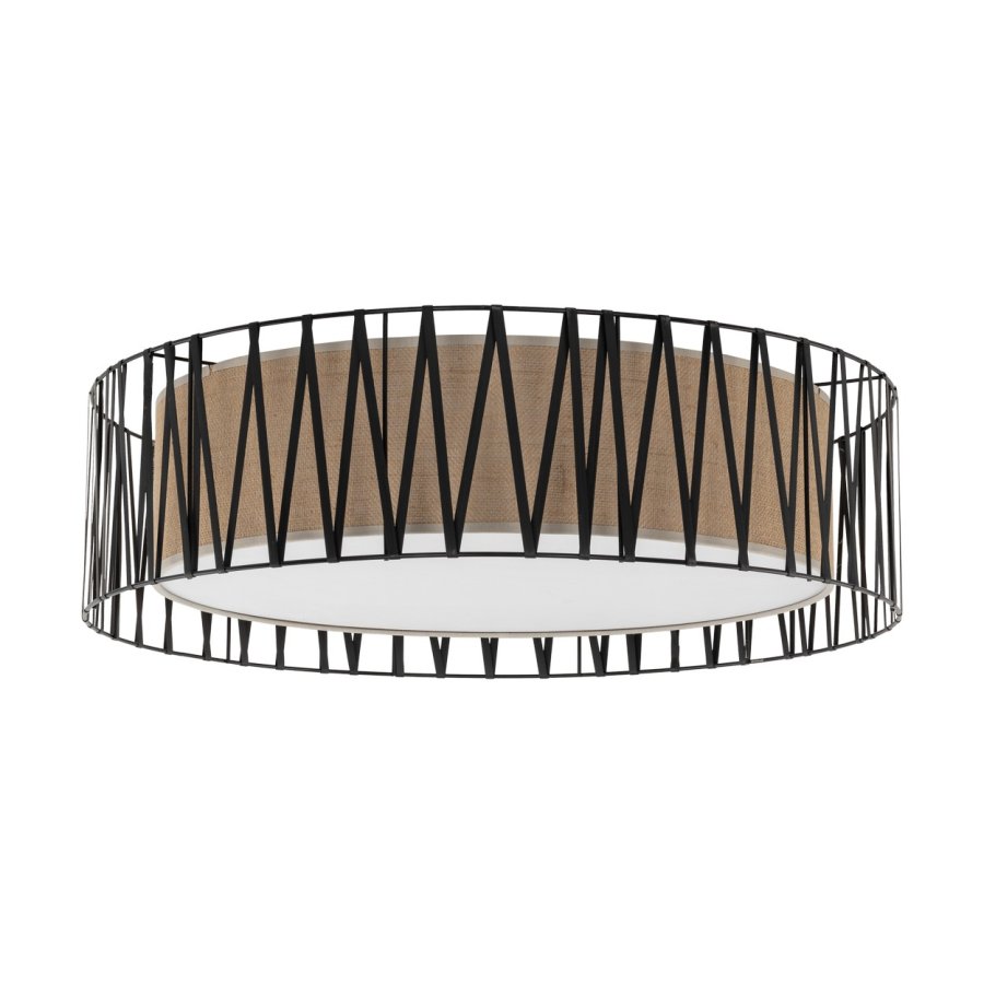 TK Harmony taklampa - naturjute och svart metall