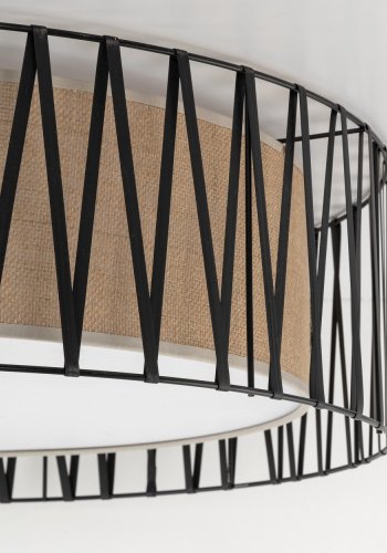 TK Harmony taklampa - naturjute och svart metall