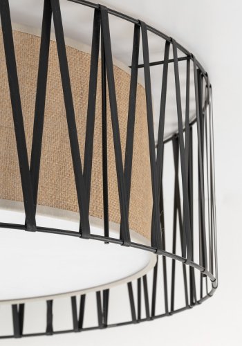 TK Harmony taklampa - naturjute och svart metall