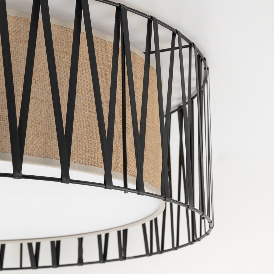 TK Harmony taklampa - naturjute och svart metall