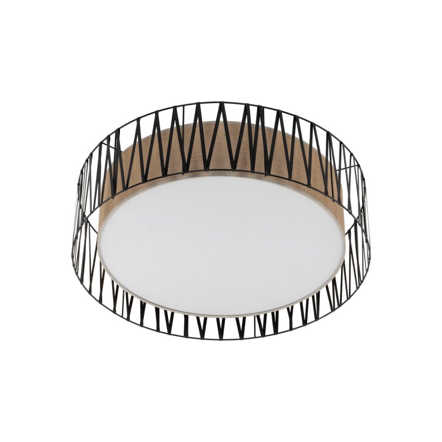 TK Harmony taklampa - naturjute och svart metall