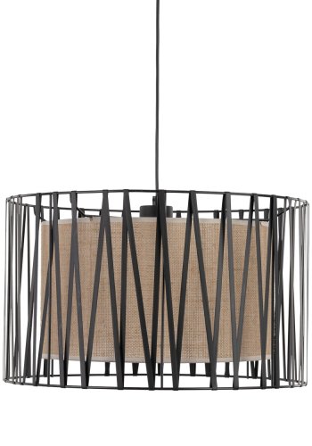 TK Harmony loftlampe - natur jute og sort metal